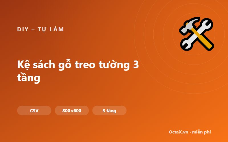 Kệ sách gỗ treo tường 3 tầng
